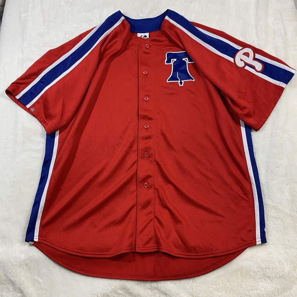 Philadelphia Phillies Majestic MLB Crosstown Rivalry Liberty Bell Jersey Men 2XL